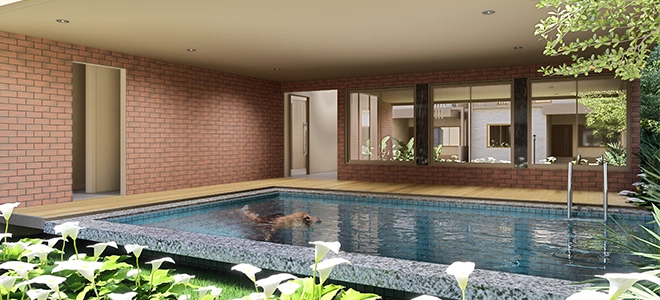 Resort swimming pool at the UrbanEarth Lifestyle Club, Project 1 Varthur